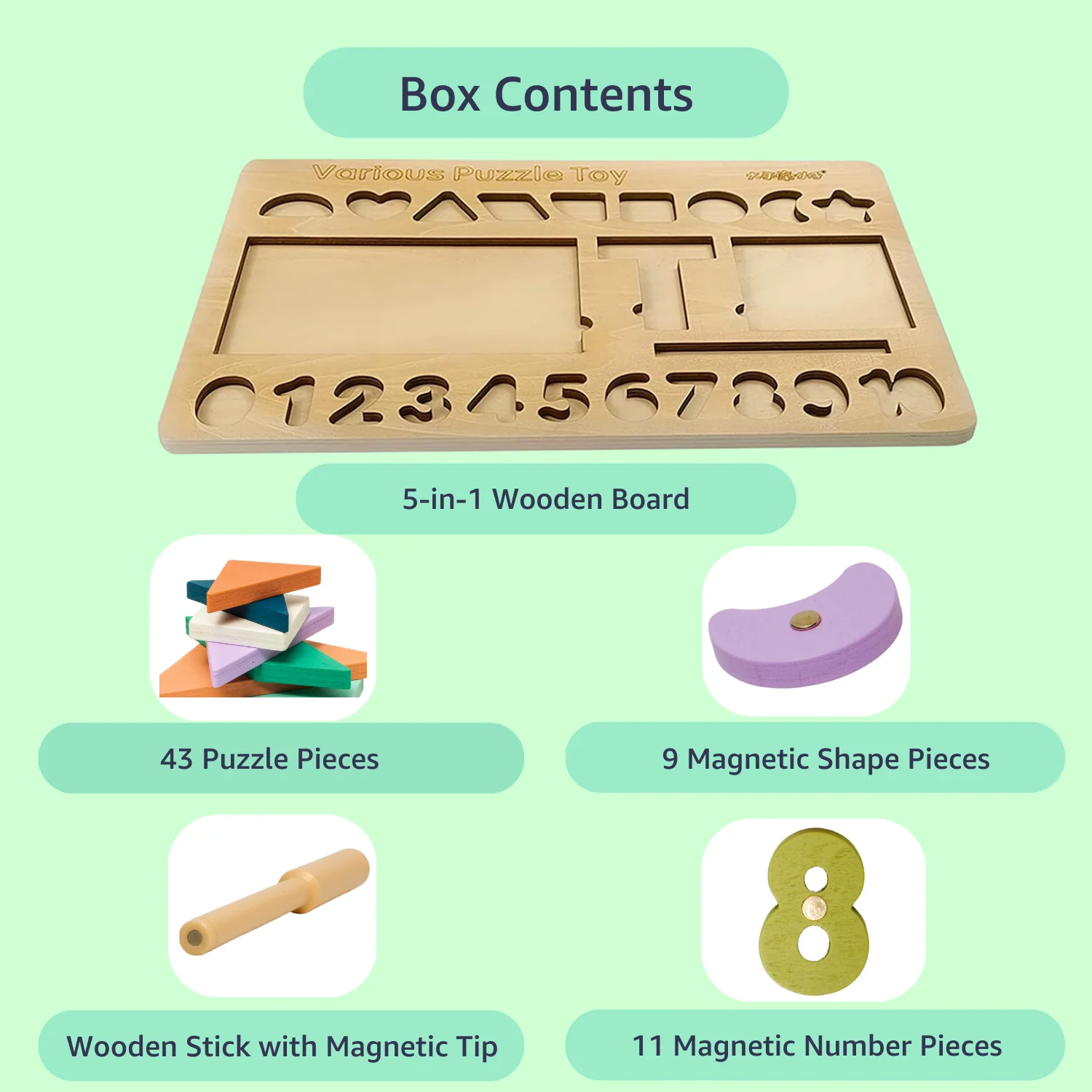 5-in-1 Wooden Puzzle Board - Image 7
