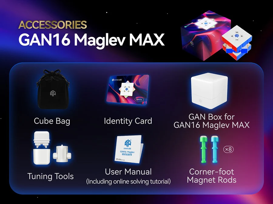 GAN 16 3x3 Max (Magnetic, MagLev, Core Magnets, UV Coated) - Image 12