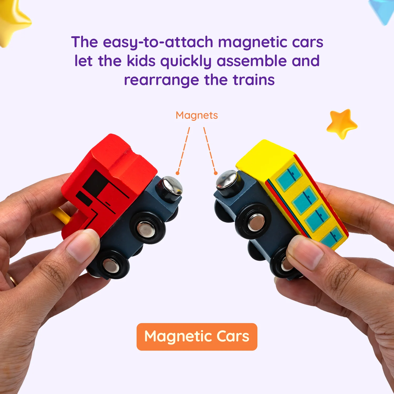TinkerBox Premium Wooden Toy Train Set (Magnetic) - Image 5