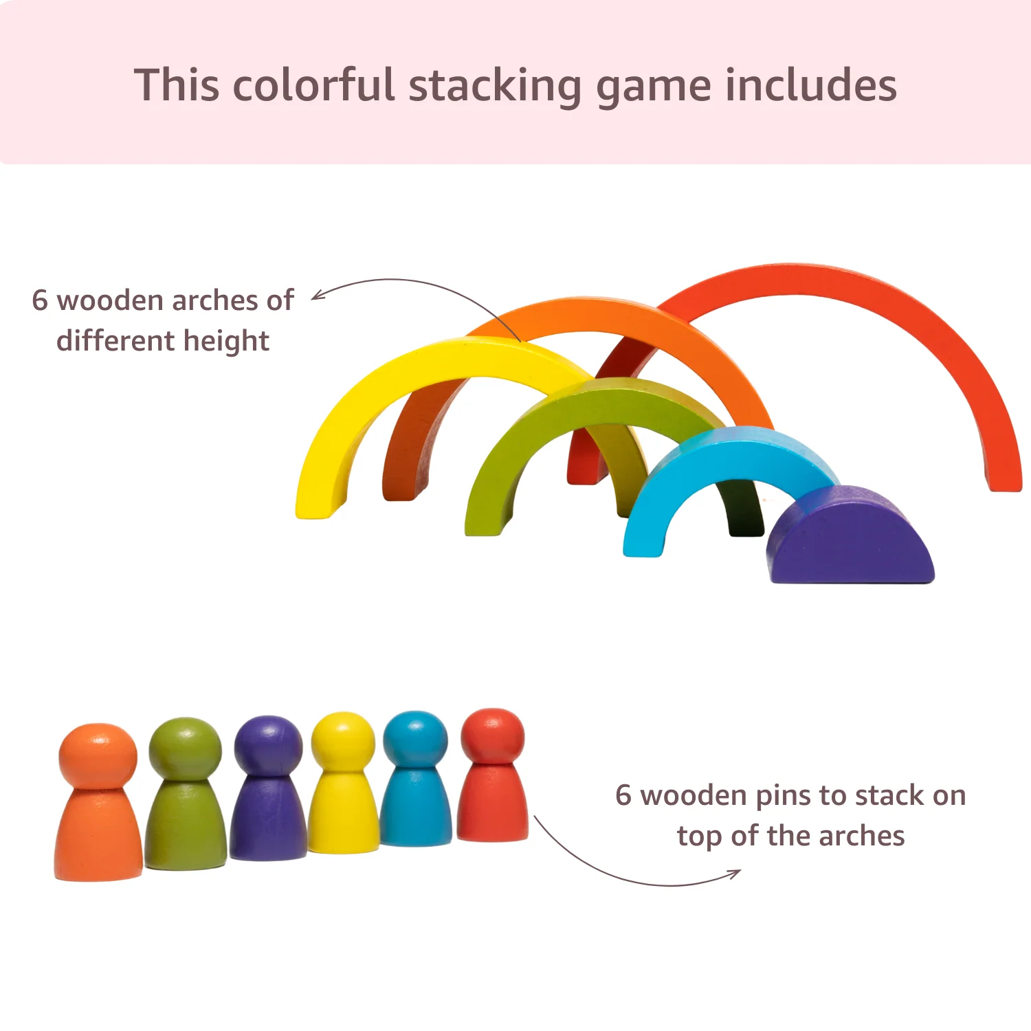Wooden Rainbow Stacker (Mini) - Image 3