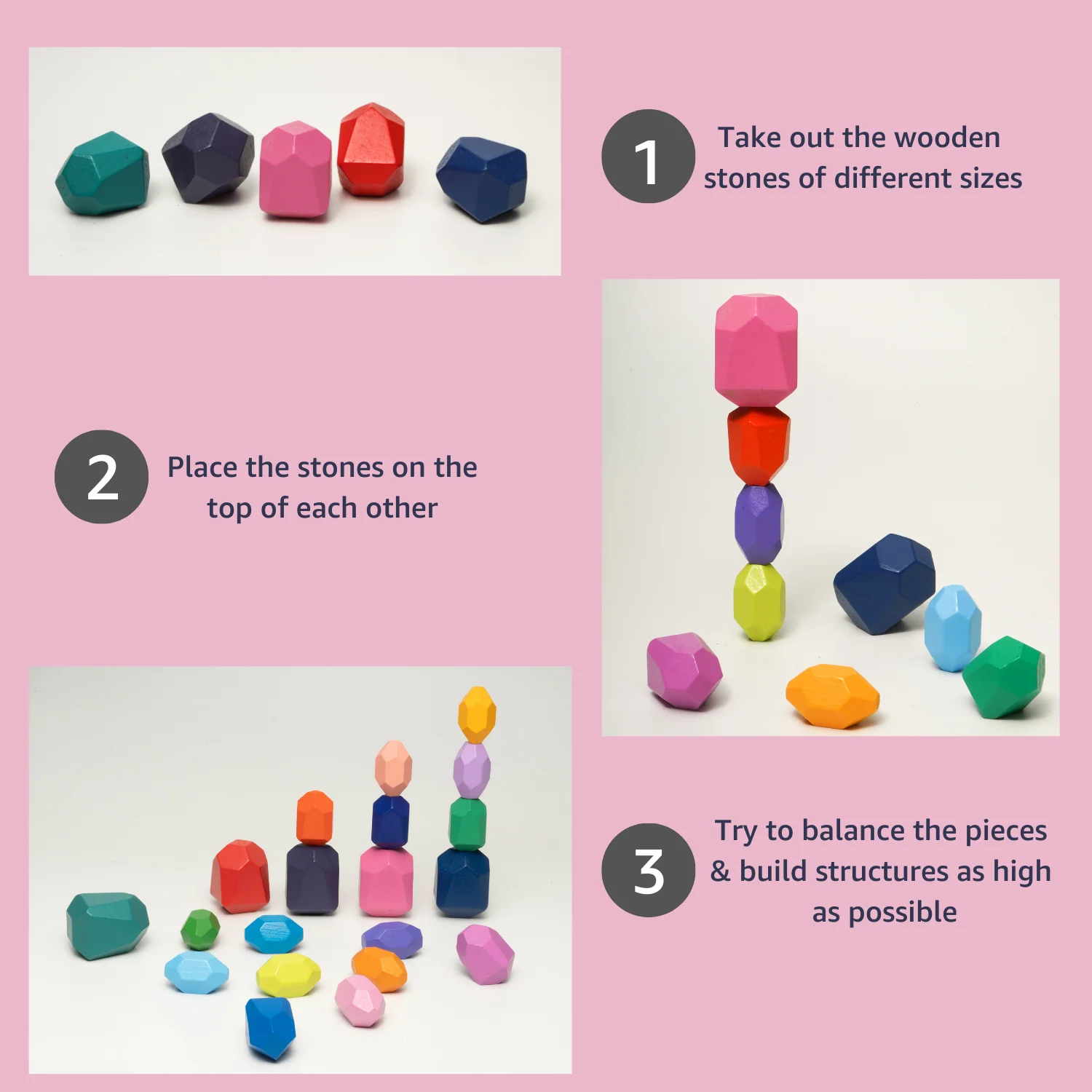 Wooden Stone Building Blocks - Image 2